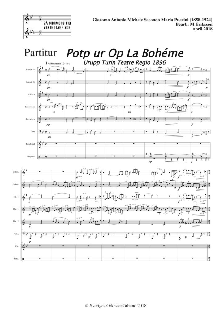La Boheme, Potp ur - 1896