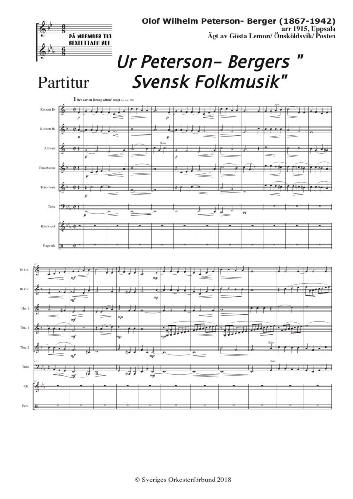 Svensk Folkmusik, ur Peterson-Berger