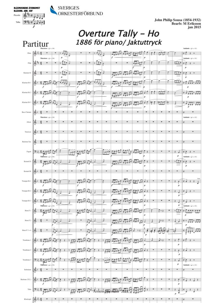 Tally Ho, Overture 1886