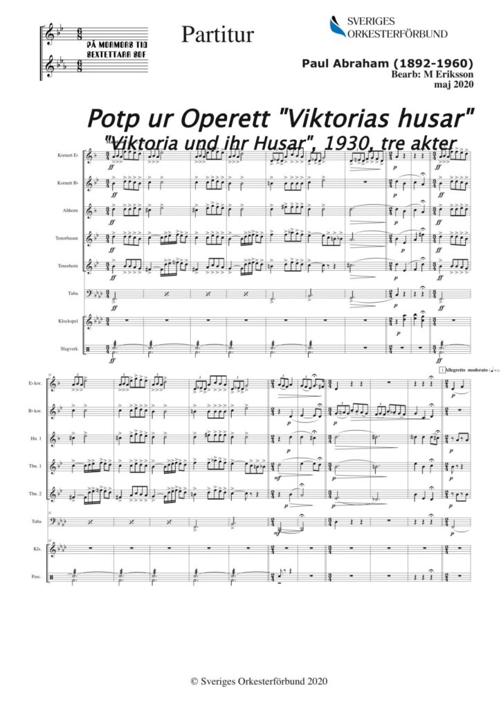 Viktorias Husar, operett potp ur